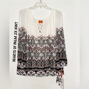 Hearts of Palm Opposites Attract Group Lined Top NWT SZ 2X